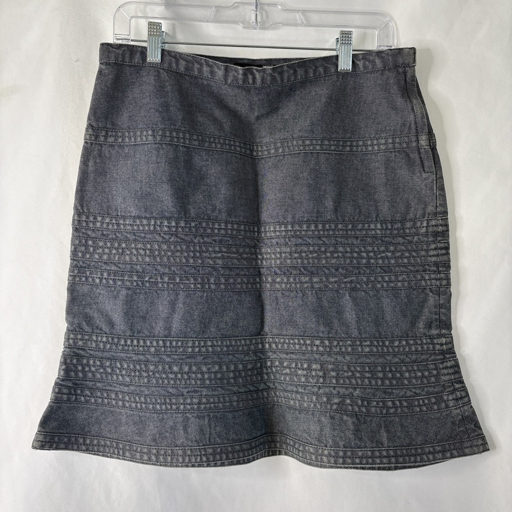 Vtg Y2K Marc‎ Jacob's Women's 8 100% Cotton Denim Tiered Gray Skirt Side Zip